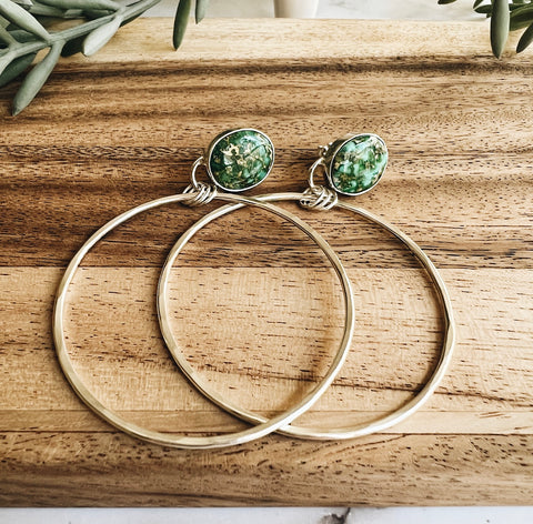 Sonoran Gold turquoise sterling hoops
