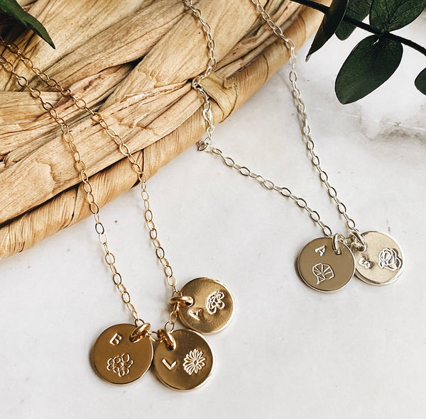 birth month flower + initial charm necklace