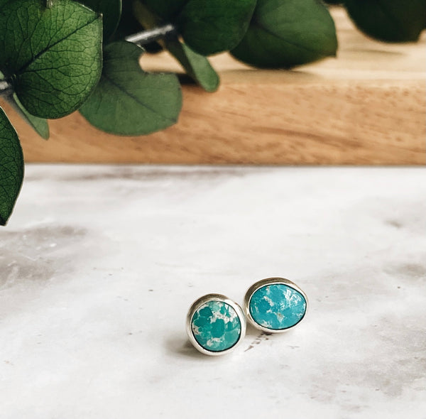 free-form turquoise studs