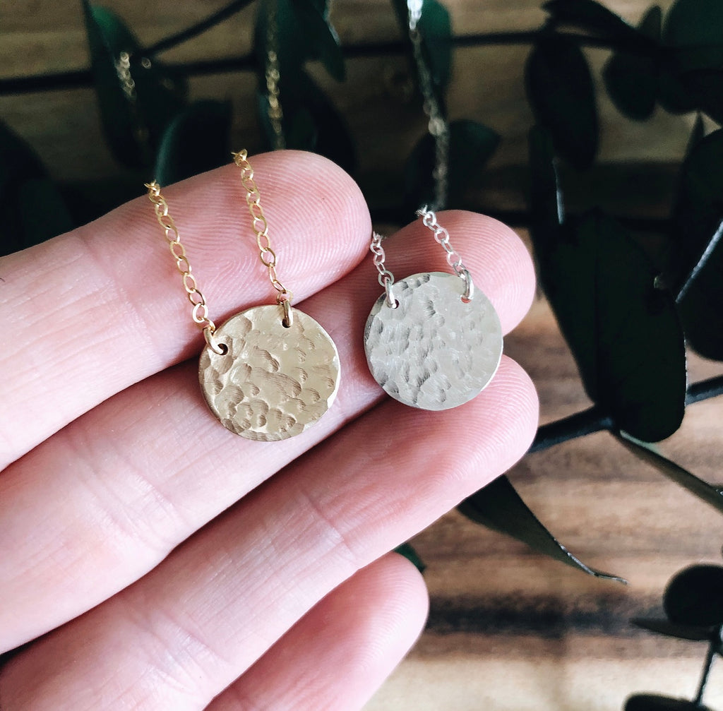 Hammered Disc Necklace Gift for Her Dainty Circle Necklace Everyday Necklace  Small Coin Pendant - Etsy