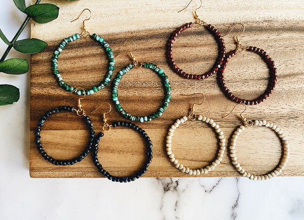 beaded hoops (4 color options)