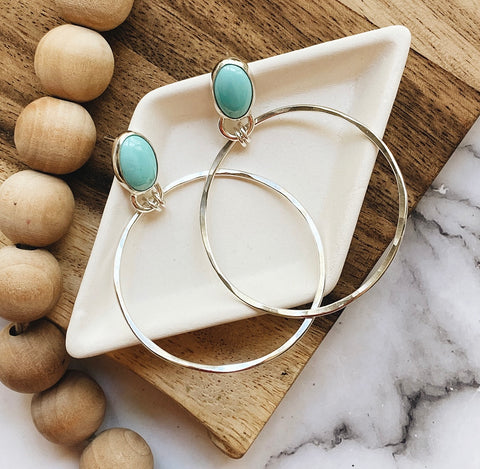 Carico Lake turquoise sterling hoops