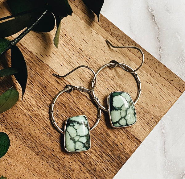 Variscite + sterling hoops (small)